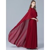 image:imageBEAUTELICATE Women High Low Cape Chiffon Shawl Capelets Bridal Bridesmaid Cover Up PonchoBurgundy