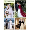 image:imageBEAUTELICATE Women High Low Cape Chiffon Shawl Capelets Bridal Bridesmaid Cover Up PonchoBurgundy