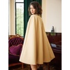 image:imageBEAUTELICATE Women Wool Blend Cape Slit Sleeve 2 Pockets Turn Down Collar Elegant PonchoLight Buff