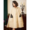 image:imageBEAUTELICATE Women Wool Blend Cape Slit Sleeve 2 Pockets Turn Down Collar Elegant PonchoLight Buff
