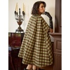 image:imageBEAUTELICATE Women Wool Blend Cape Slit Sleeve 2 Pockets Turn Down Collar Elegant PonchoPlaid
