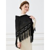 image:imageBEAUTELICATE Women Wool Blend Shawl Fringe Shawl Tassel Knitted Blanket ShawlsBlack