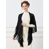 image:imageBEAUTELICATE Women Wool Blend Shawl Fringe Shawl Tassel Knitted Blanket ShawlsBlack