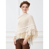 image:imageBEAUTELICATE Women Wool Blend Shawl Fringe Shawl Tassel Knitted Blanket ShawlsCream
