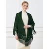 image:imageBEAUTELICATE Women Wool Blend Shawl Fringe Shawl Tassel Knitted Blanket ShawlsForest Green