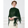 image:imageBEAUTELICATE Women Wool Blend Shawl Fringe Shawl Tassel Knitted Blanket ShawlsForest Green