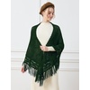 image:imageBEAUTELICATE Women Wool Blend Shawl Fringe Shawl Tassel Knitted Blanket ShawlsForest Green