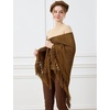 image:imageBEAUTELICATE Women Wool Blend Shawl Fringe Shawl Tassel Knitted Blanket ShawlsOchre Brown