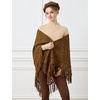 image:imageBEAUTELICATE Women Wool Blend Shawl Fringe Shawl Tassel Knitted Blanket ShawlsOchre Brown