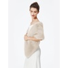 image:imageBEAUTELICATE Womens Faux Fur Shawl Stoles Wrap Faux Fur Scarf for Bridal Wedding PartyBeige