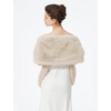 image:imageBEAUTELICATE Womens Faux Fur Shawl Stoles Wrap Faux Fur Scarf for Bridal Wedding PartyBeige