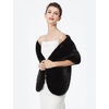 image:imageBEAUTELICATE Womens Faux Fur Shawl Stoles Wrap Faux Fur Scarf for Bridal Wedding PartyBlack