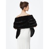 image:imageBEAUTELICATE Womens Faux Fur Shawl Stoles Wrap Faux Fur Scarf for Bridal Wedding PartyBlack