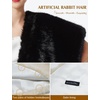 image:imageBEAUTELICATE Womens Faux Fur Shawl Stoles Wrap Faux Fur Scarf for Bridal Wedding PartyBlack