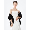 image:imageBEAUTELICATE Womens Faux Fur Shawl Stoles Wrap Faux Fur Scarf for Bridal Wedding PartyBlack