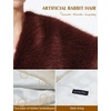 image:imageBEAUTELICATE Womens Faux Fur Shawl Stoles Wrap Faux Fur Scarf for Bridal Wedding PartyBurgundy