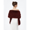 image:imageBEAUTELICATE Womens Faux Fur Shawl Stoles Wrap Faux Fur Scarf for Bridal Wedding PartyBurgundy