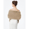 image:imageBEAUTELICATE Womens Faux Fur Shawl Stoles Wrap Faux Fur Scarf for Bridal Wedding PartyCamel