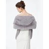 image:imageBEAUTELICATE Womens Faux Fur Shawl Stoles Wrap Faux Fur Scarf for Bridal Wedding PartyGrey