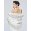 image:imageBEAUTELICATE Womens Faux Fur Shawl Warm Stole Wrap Shrug For Winter Wedding Dress Evening Party Plus SizeWhitebeigefur