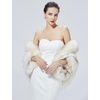 image:imageBEAUTELICATE Womens Faux Fur Shawl Warm Stole Wrap Shrug For Winter Wedding Dress Evening Party Plus SizeWhitebeigefur