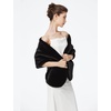 image:imageBEAUTELICATE Womens Faux Fur Shawl Winter Wedding Stoles Wrap for Bridal Evening PartyBlack