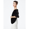 image:imageBEAUTELICATE Womens Faux Fur Shawl Winter Wedding Stoles Wrap for Bridal Evening PartyBlack