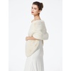 image:imageBEAUTELICATE Womens Faux Fur Shawl Winter Wedding Stoles Wrap for Bridal Evening PartyIvory