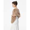 image:imageBEAUTELICATE Womens Faux Fur Shawl Winter Wedding Stoles Wrap for Bridal Evening PartyKhaki