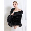 image:imageBEAUTELICATE Womens Faux Fur Shawl Wrap Stoles for Bridal Wedding DressesBlack Gray Fox