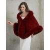image:imageBEAUTELICATE Womens Faux Fur Shawl Wrap Stoles for Bridal Wedding DressesBurgundy