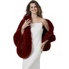 image:imageBEAUTELICATE Womens Faux Fur Shawl Wrap Stoles for Bridal Wedding DressesBurgundy