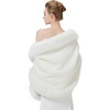 image:imageBEAUTELICATE Womens Faux Fur Shawl Wrap Stoles for Bridal Wedding DressesIvory