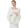 image:imageBEAUTELICATE Womens Faux Fur Shawl Wrap Stoles for Bridal Wedding DressesIvory