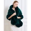 image:imageBEAUTELICATE Womens Faux Fur Shawl Wrap Stoles for Bridal Wedding DressesMoss Green