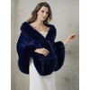 image:imageBEAUTELICATE Womens Faux Fur Shawl Wrap Stoles for Bridal Wedding DressesNavy Blue