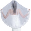 image:imageWedding Bridal Veil with Comb 1 Tier Lace Applique Edge Ivory Fingertip LengthClassic  White