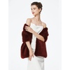 image:imageWomen Faux fur Shawl Wrap for Wedding Shrug Bridal Stole Bridesmaids Cape Winter Cover UpBurgundy
