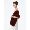 image:imageWomen Faux fur Shawl Wrap for Wedding Shrug Bridal Stole Bridesmaids Cape Winter Cover UpBurgundy