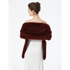 image:imageWomen Faux fur Shawl Wrap for Wedding Shrug Bridal Stole Bridesmaids Cape Winter Cover UpBurgundy