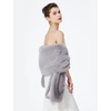 image:imageWomen Faux fur Shawl Wrap for Wedding Shrug Bridal Stole Bridesmaids Cape Winter Cover UpGrey