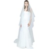 image:imageBEAUTELICATE Bridal Wedding Veil 2 Tier For Women Cut Edge Knee Chapel Length With Comb Ivory WhiteChapel Lengthivory
