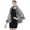 image:imageBEAUTELICATE Faux Fur Shawl Wrap Bridesmaids Stole Lambs Wool Bridal Cape Shrug Wedding with Fur TrimGrey