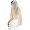 image:imageBEAUTELICATE Fingertip Length Veil Lace Applique Edge Wedding Bridal Veil with Comb 1 TierIvory
