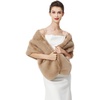 image:imageBEAUTELICATE Luxury Faux Fur Shawl Bridal Party EveningWedding Wrap Stole WinterKhaki
