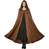 image:imageBEAUTELICATE Renaissance Hooded Cloak Cosplay Medieval Hobbit Halloween Suede Wizard CapeBrown