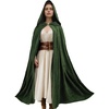 image:imageBEAUTELICATE Renaissance Hooded Cloak Cosplay Medieval Hobbit Halloween Suede Wizard CapeMoss Green