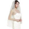 image:imageBEAUTELICATE Wedding Bridal Veil with Comb 1 Tier Cut Edge FingertipampCathedral LengthChampagne