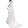 image:imageBEAUTELICATE Wedding Bridal Veil with Comb 1 Tier Lace AppliqueIvory  Chapel 90  Lace at the Bottom