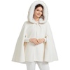 image:imageBEAUTELICATE Wedding Cape Hooded Cloak for Bride Winter Wool Cape Fur Hood with Fur TrimIvory  31